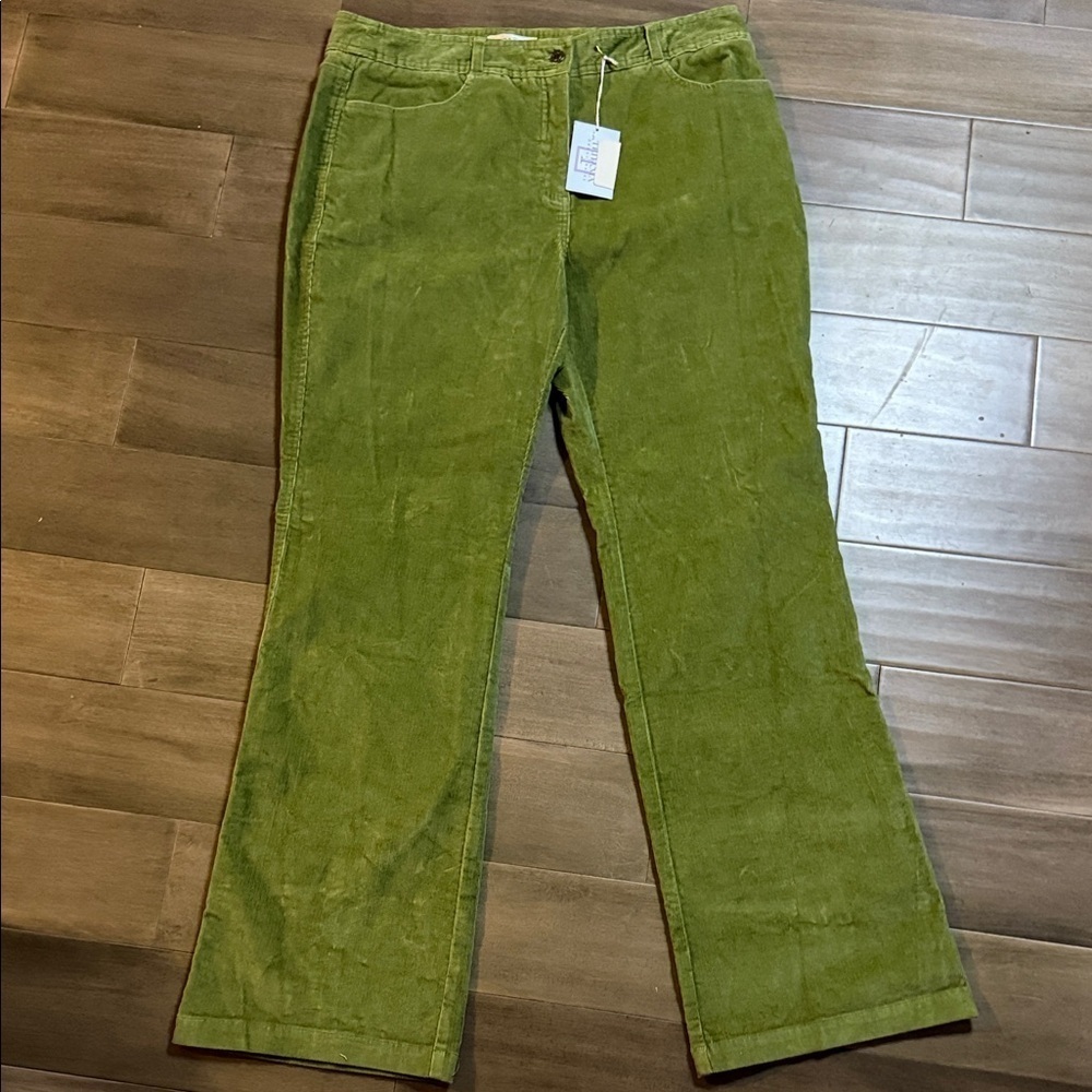 Tehama by Nancy Haley Olive Green Wide Leg Corduroy Pants SZ 14 - Picture 2 of 9
